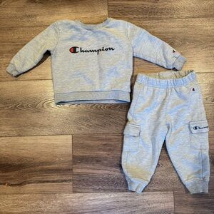 Champion Light Gray Sweatshirt and Joggers Matching Set, Baby